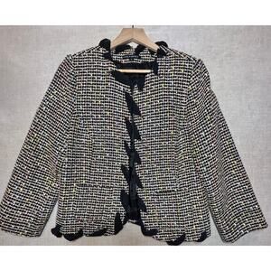 Supply Demand Blazer Jacket L Y2K Multicolor Tweed Ribbon Retro Artsy Statement